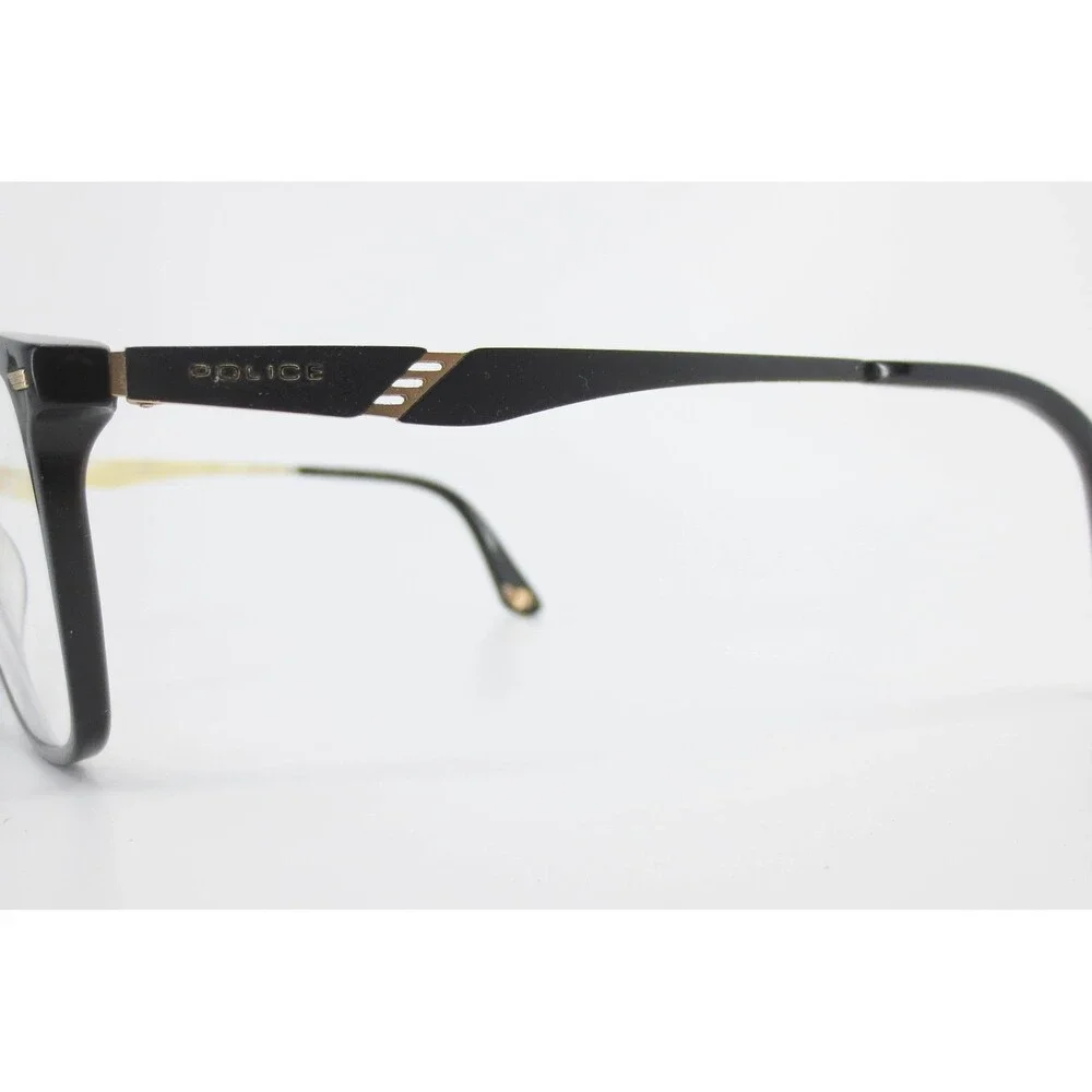 Police VPL986K 0700 Black Gold Rectangular Eyeglasses Frames 54-16-145 Mens